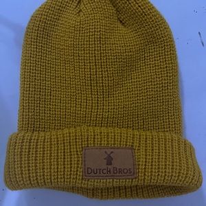 yellow Dutch bros beanie